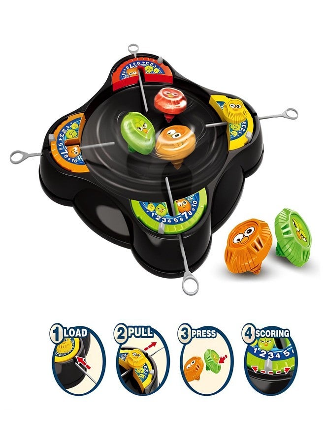 RAINBOW RIDERS Cool Top Spinning Battle Game with Funny Emoji Launchers Classic Super Disk 4 Spinners for Kids and Adults Perfect Party Fun Stress Relief Toy for Ages 3+ - Image 2